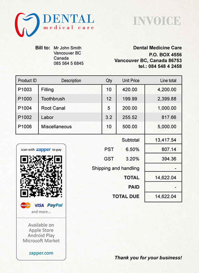 zapper bills sample invoices format of invoice bill